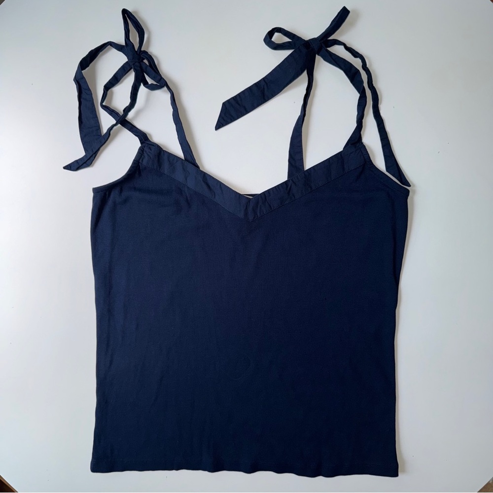 LOFT Women’s Navy Blue Tie Shoulder Tank Top Size XL‎